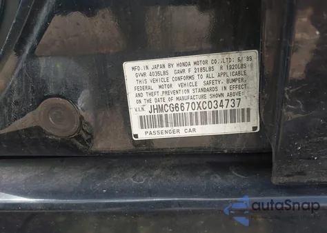 1999 Honda Accord Ex z USA, uszkodzony, nr VIN JHMCG6670XC034737